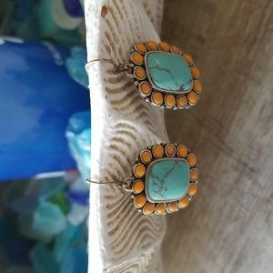 Lucky Earrings- Faux Turquoise and Corral